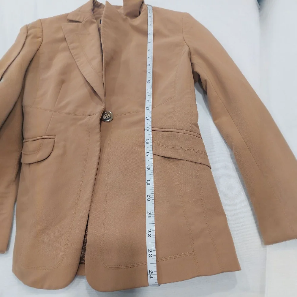 Tan Wool-Blend Blazer with Tailored Fit - Picture 9 of 10